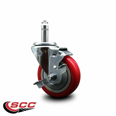 Service Caster Regency 460UCRTCSTRB Replacement Caster with Brake REG-SCC-GR20S414-PPUB-RED-TLB-845